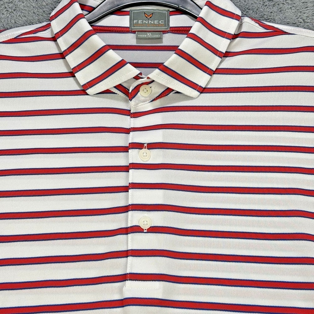 Fennec Highly Evolved Shirt Mens Polo XL Mesh stripe Red White Blue S/S Golf‎